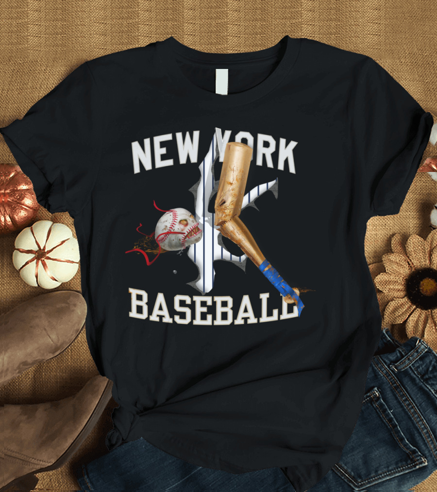 New York Baseball Cracked Emblem Golden Bat Alternate Colorway T-Shirt
