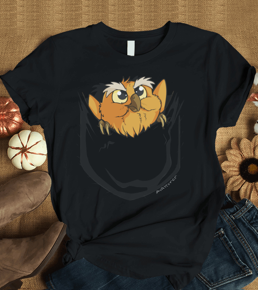 Pocket Owl AVAtor85 Orange Cartoon Graphics T-Shirt