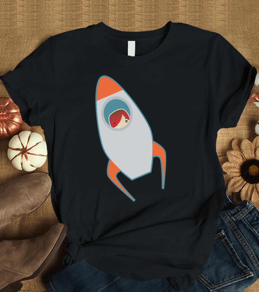 Pocket Rocket Redhead in Space Capsule T-Shirt