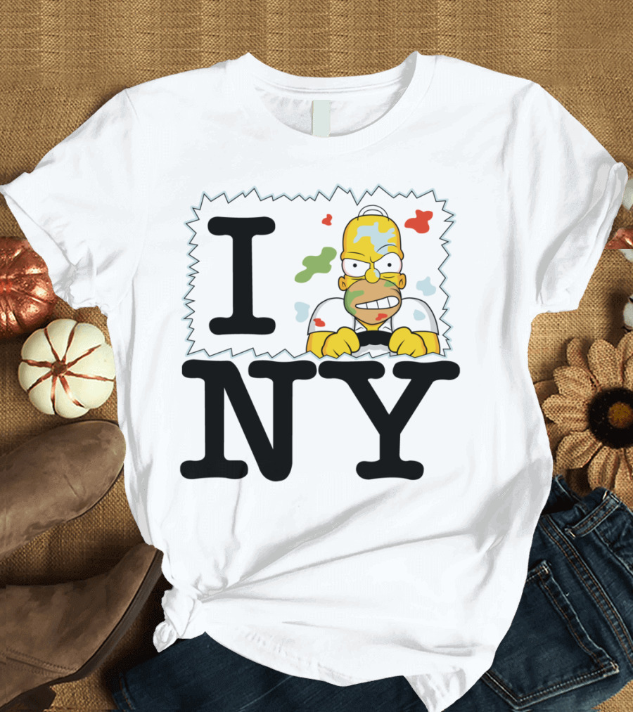I Hate NY Grumpy Cartoon Character Expression T-Shirt