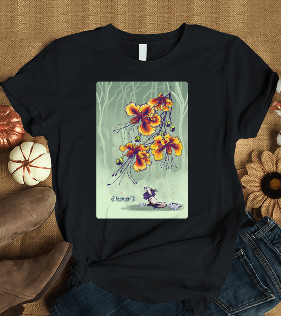 Poinciana Flower Fantasy with Relaxing Creature in Nature Scene T-Shirt