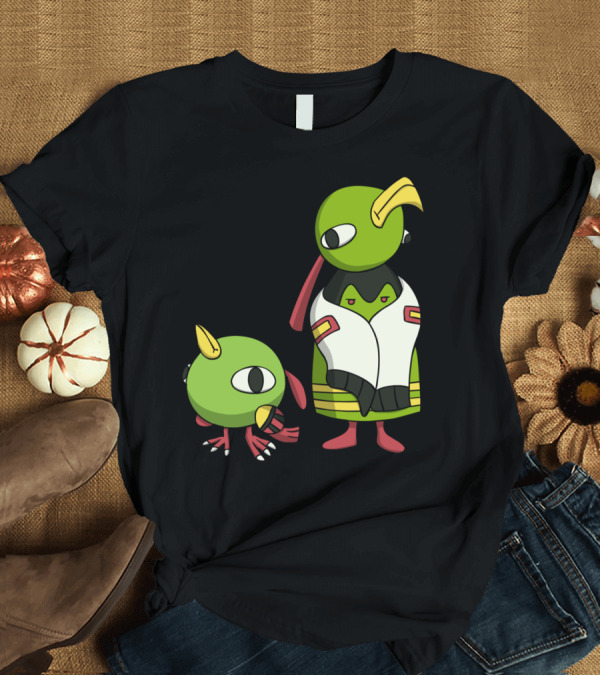 T-Shirt: Mayan Green Cartoon Birds T-Shirt Mayan Green Cartoon Birds T-Shirt