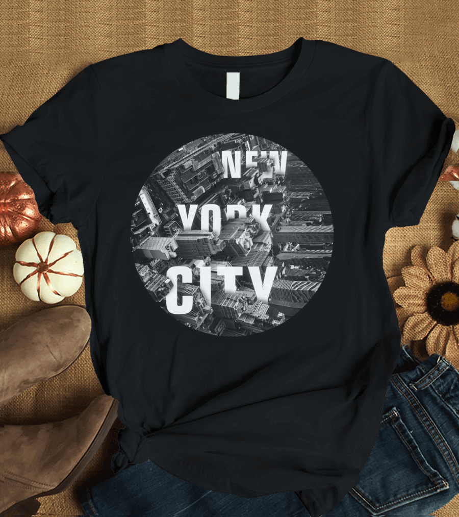 New York City Streets Skyline Aerial View T-Shirt