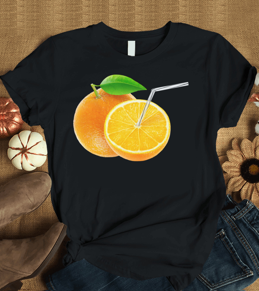 Orange Juice Still Life with Straw T-Shirt