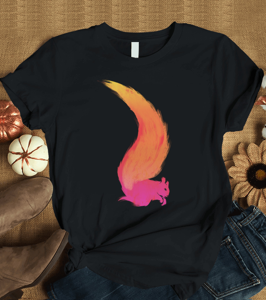 Fiery Squirrel Vibrant Gradient Tail T-Shirt