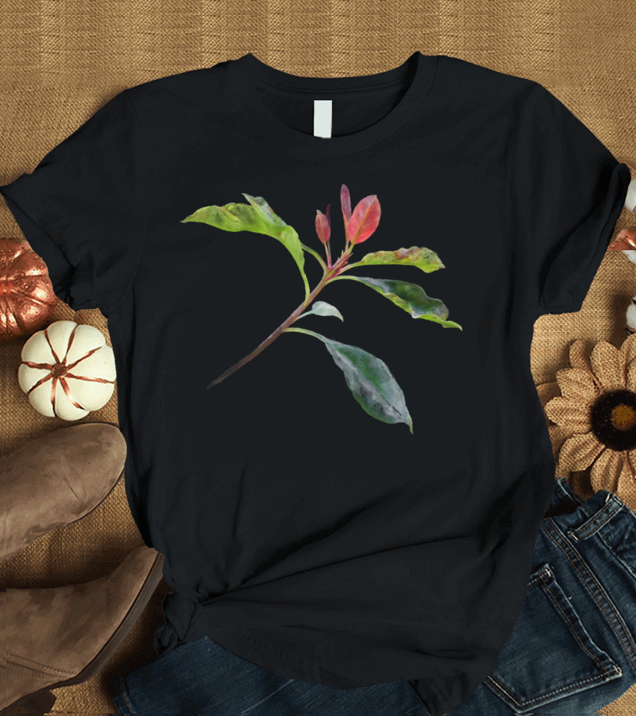 Red and Green Botanical Leaves T-Shirt
