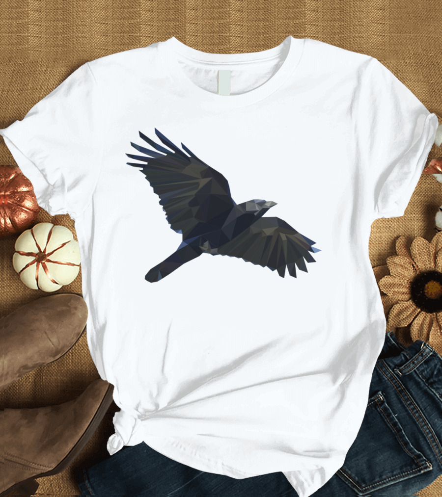 Awesome Crow In Flight Low Poly T-Shirt