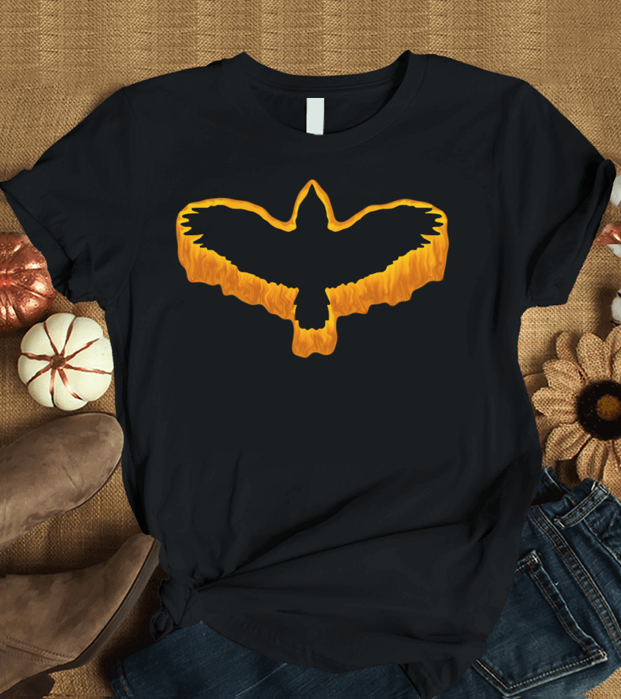 Crow Silhouette with Fiery Border T-Shirt