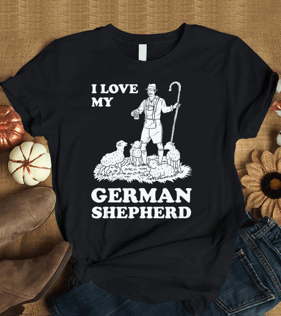 I Love My German Shepherd Shepherding in Traditional Attire with Sheep T-Shirt
