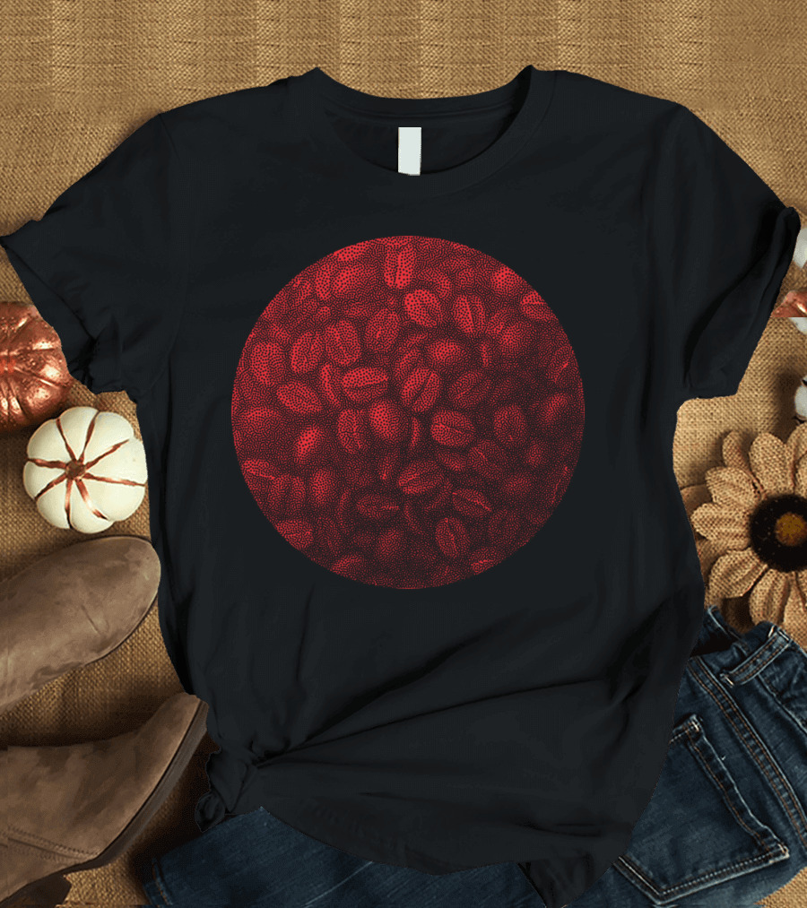 Red Coffee Beans Pattern Circle T-Shirt