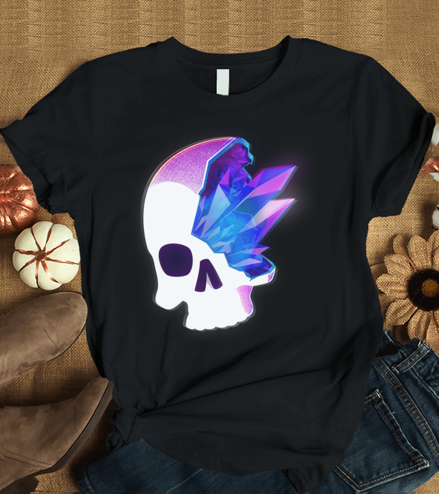 Crystal Skull with Vibrant Geometric Crystal Formation T-Shirt