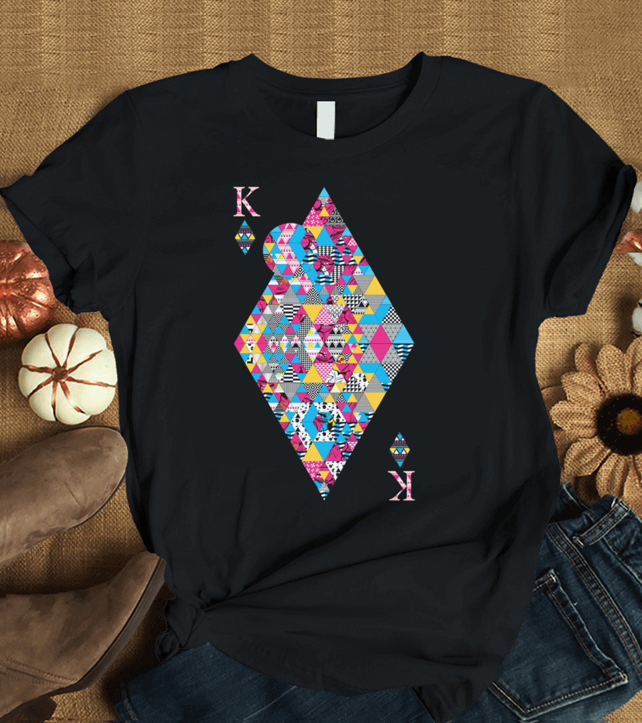Live Like A King Colorful Diamond Pattern King of Diamonds Card T-Shirt