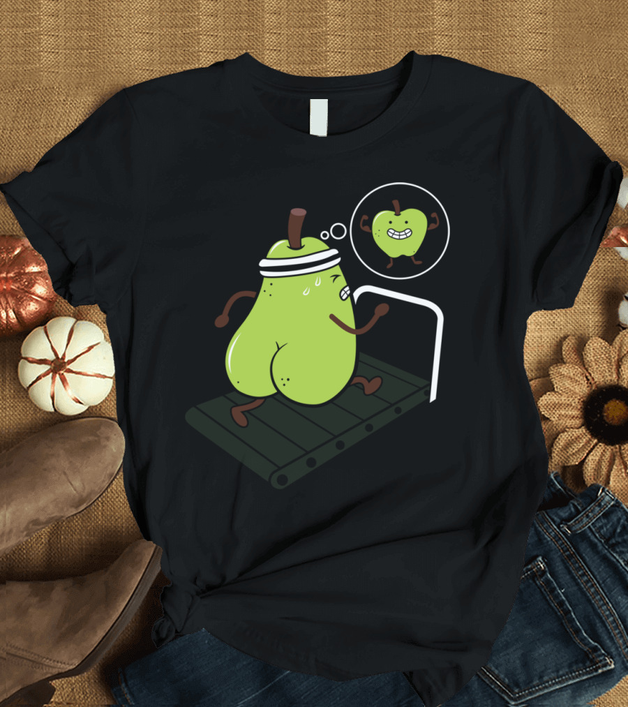 Motivation Pear Running on Treadmill with Dream Apple T-Shirt