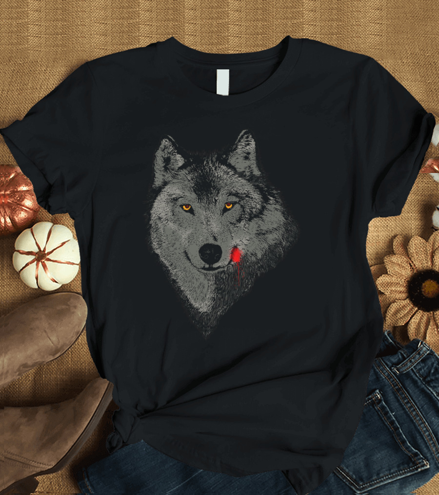 I Saw Red Wolf Head with Blood Spot T-Shirt