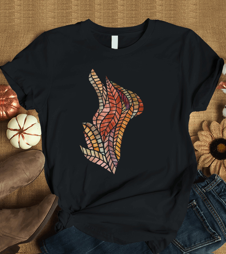 Red Geometric Mosaic Abstract Flame T-Shirt