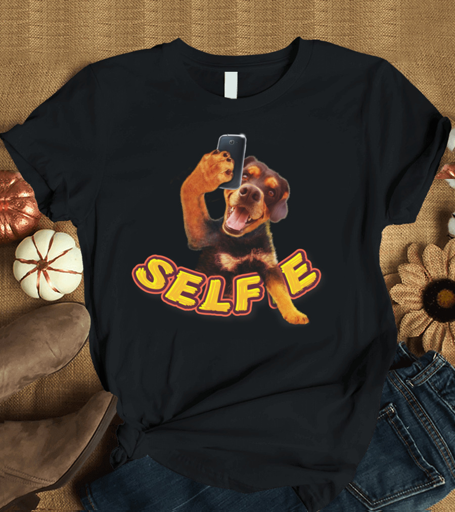 Selfie Dog Taking Picture with Smartphone T-Shirt