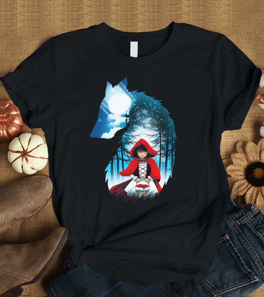Red Riding Hood Wolf Moonlit Forest T-Shirt