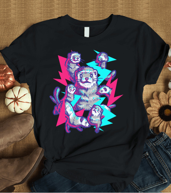 T-Shirt: Curious Ferrets Electric Zigzag Energies T-Shirt Curious Ferrets Electric Zigzag Energies T-Shirt