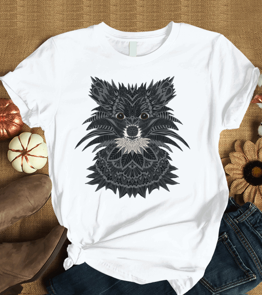 Pomeranian Puppy Intricate Tribal T-Shirt