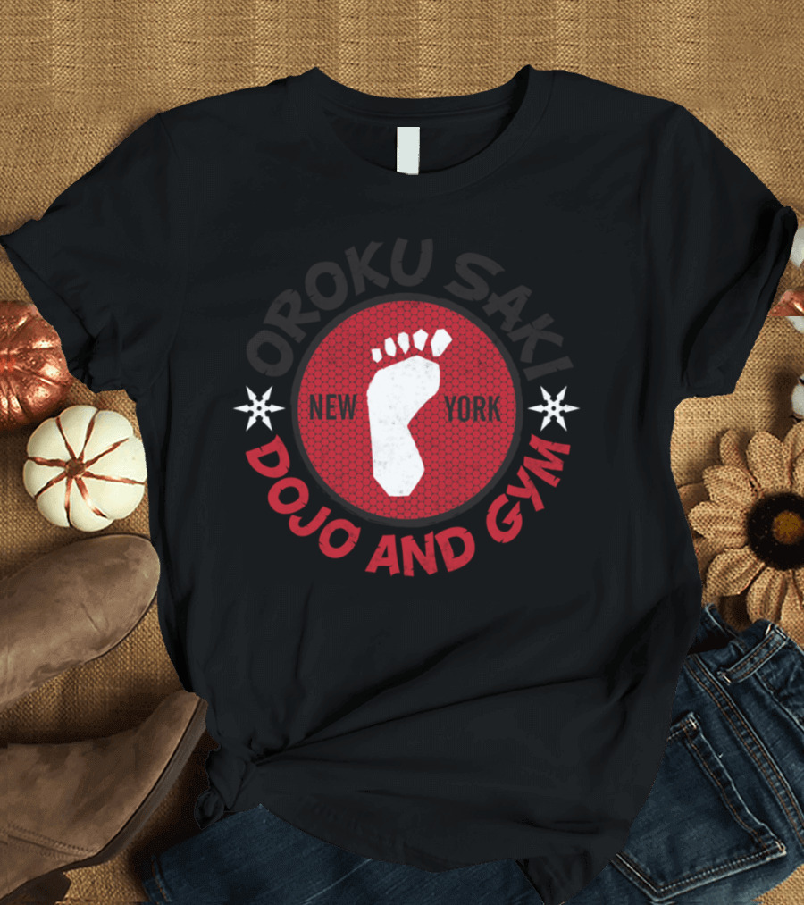 Oroku Saki New York Dojo and Gym Foot Symbol with Shuriken T-Shirt