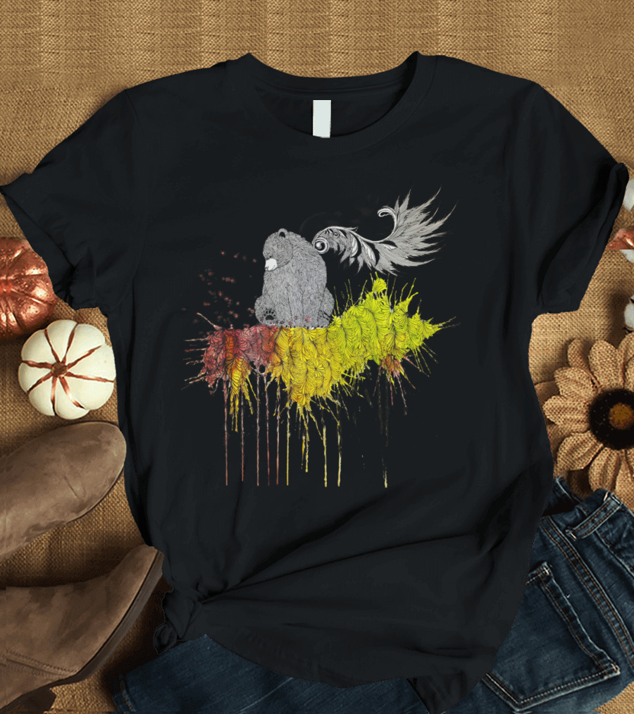 Throat Singing Bear Abstract Feather Soundwave T-Shirt