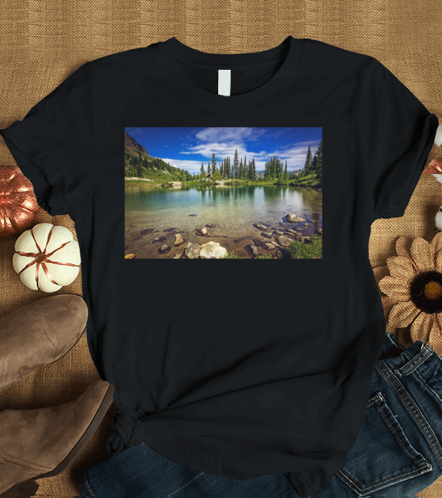 Mountain Lake Tranquility Scenic Reflection T-Shirt