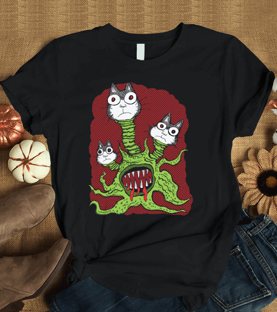 Kitty Monster Jakemon Red-Eyed Creature with Tentacles T-Shirt