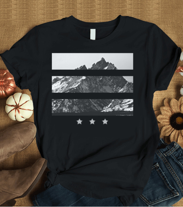 T-Shirt: Mountain Stars Snow-Capped Peaks with Three Star Accents T-Shirt Mountain Stars Snow-Capped Peaks with Three Star Accents T-Shirt