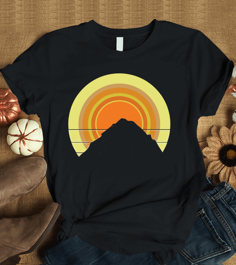 Mountain Sunrise Retro Sunburst T-Shirt