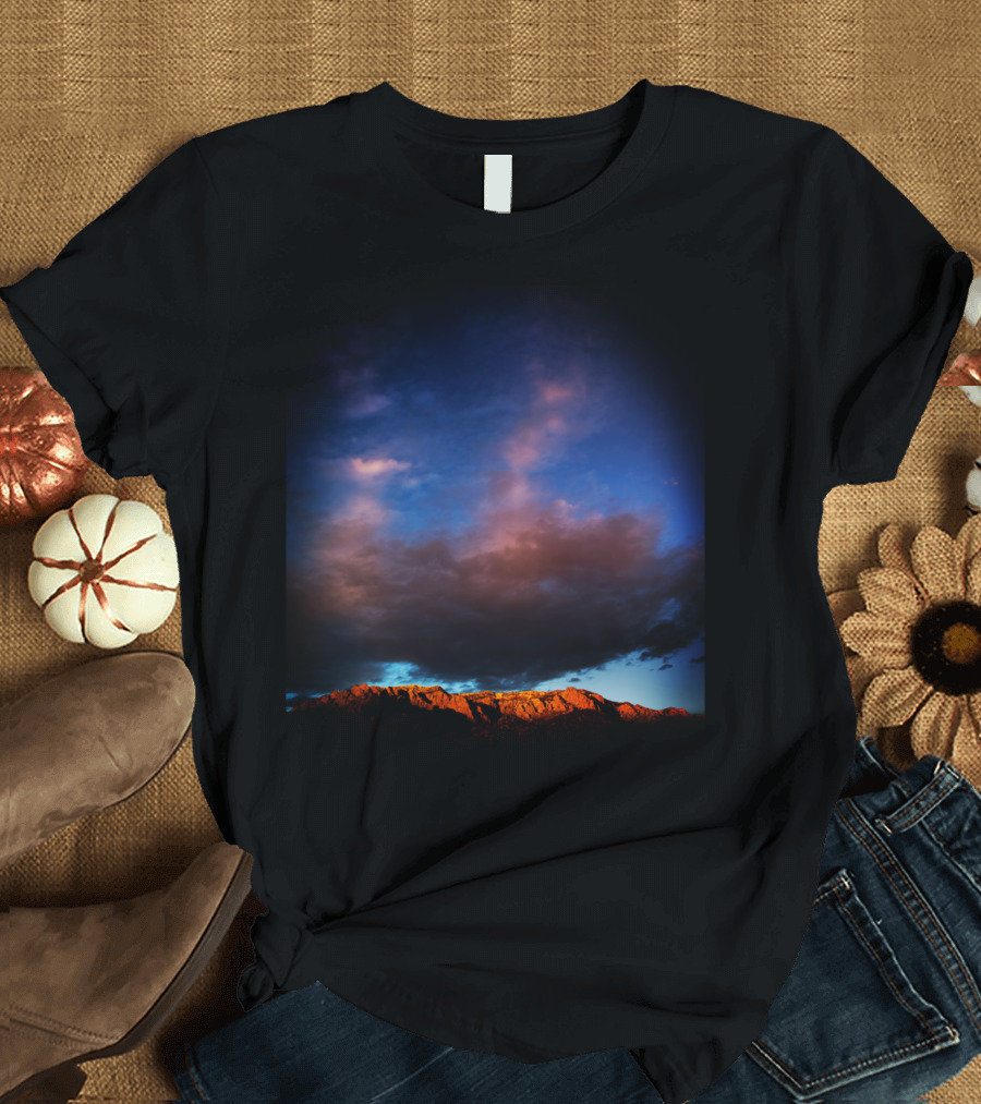 Mountain Sunset Shrouded in Vibrant Sky T-Shirt