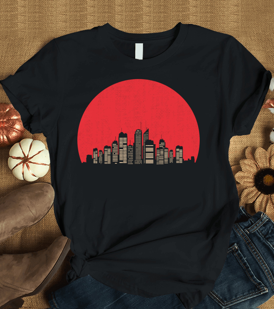 Sunset in the City Red Skyline T-Shirt