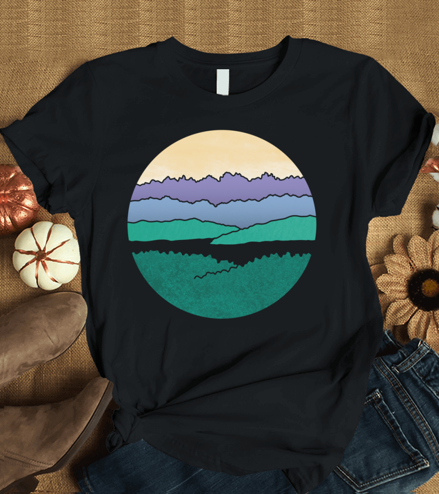 Mountains Over The Sound Scenic Layered Landscape T-Shirt