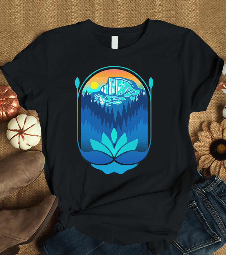 Yosemite Half Dome Mountains Wild Flower Sunrise T-Shirt