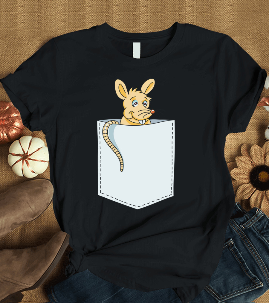 Mouse Rat Peeking From Pocket T-Shirt