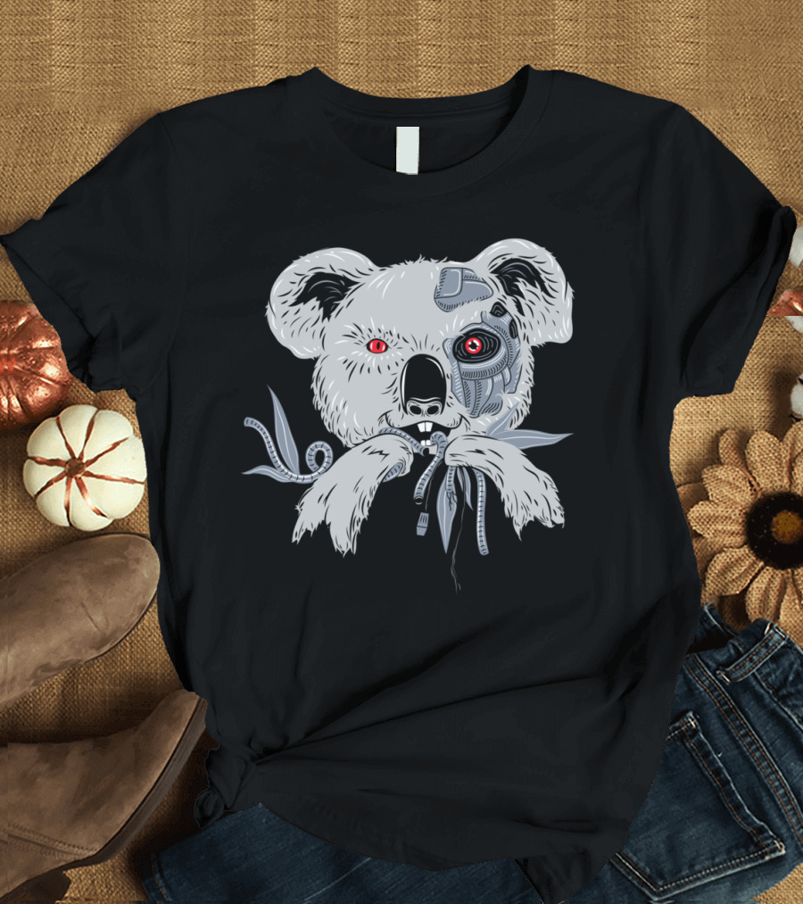 Koala Bear Terminator Cyborg Face with Red Eyes T-Shirt