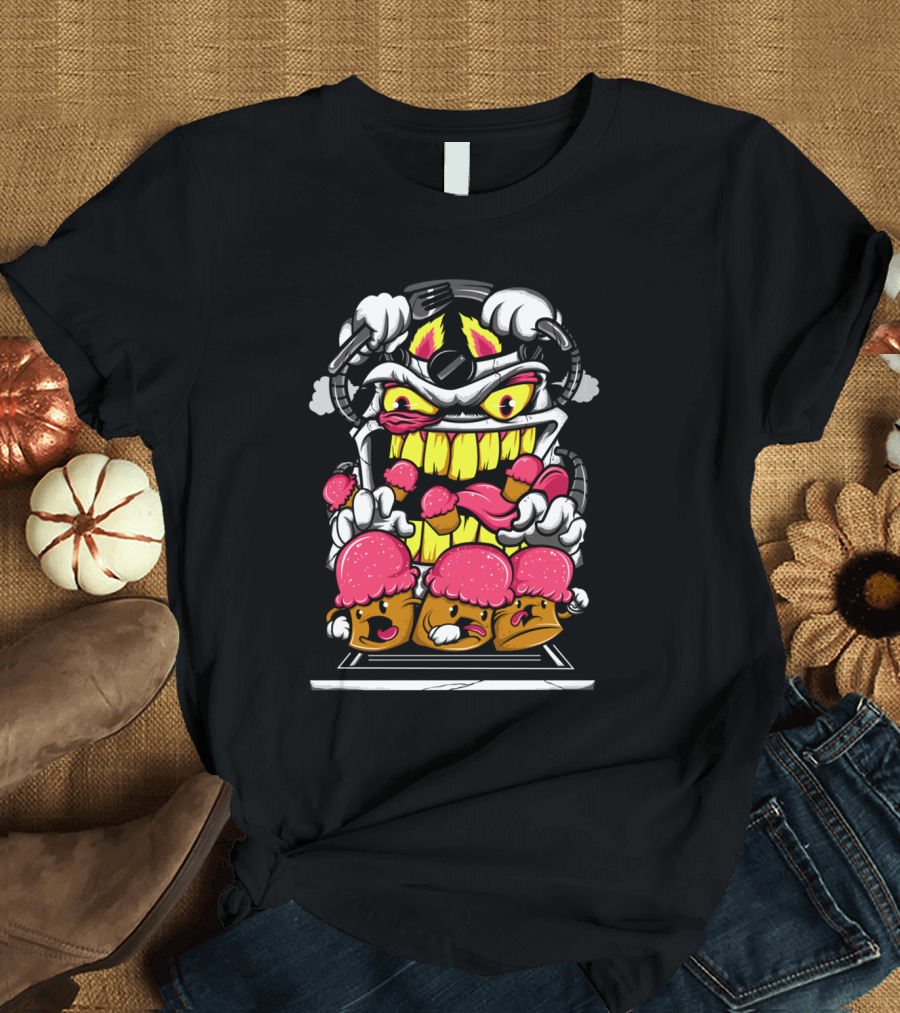 Monster Baked Dessert Attack with Ice Cream Cupcake Crew T-Shirt