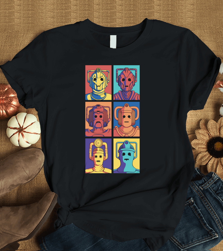 Cyberpop Evolution Robot Faces Retro Pop T-Shirt
