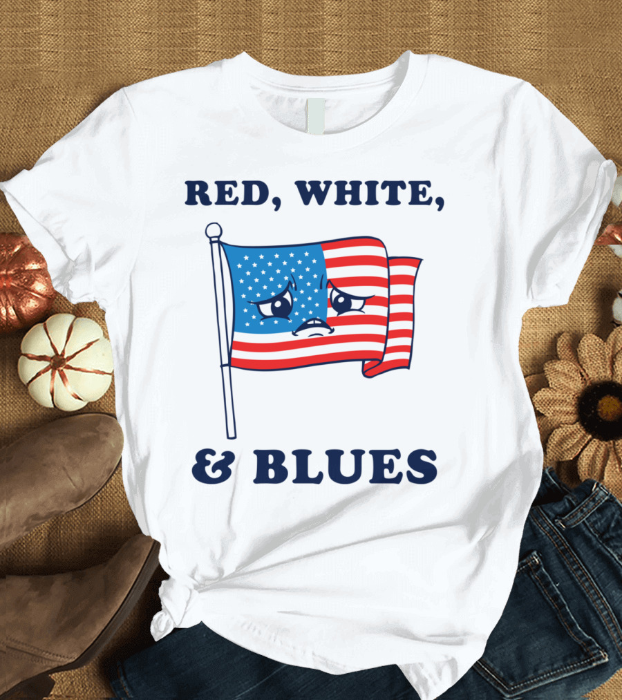 Red White and Blues American Flag Face T-Shirt