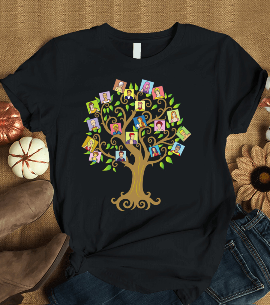 Portraits Of Life Family Tree With Colorful T-Shirt