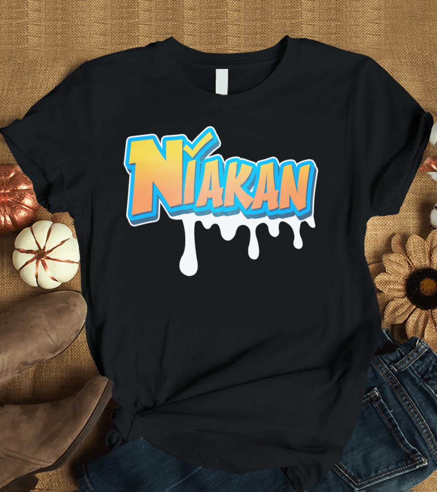 Niakan Colorful Drip Style Font T-Shirt