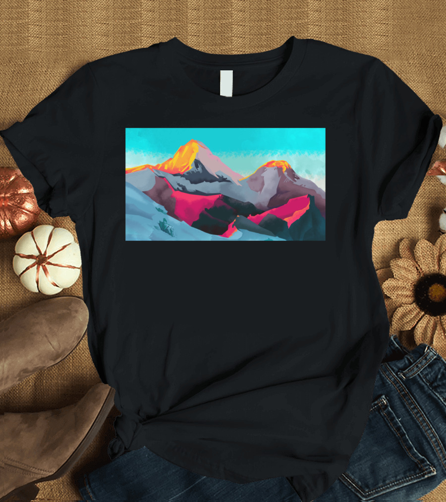 Fire Mountain Vibrant Sunrise Peaks T-Shirt