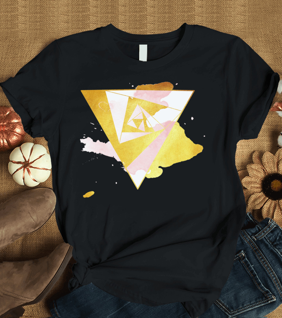 Fire Passion Geometric Gold Triangle T-Shirt