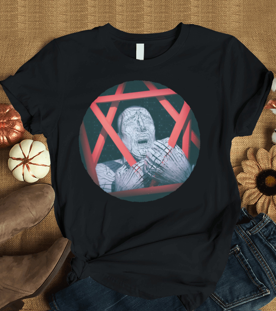 Post Modern Trappings Geometric Struggle in Red and Black T-Shirt