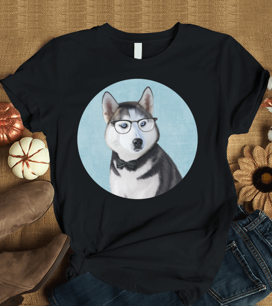 Mr Husky Glasses Bow Tie T-Shirt