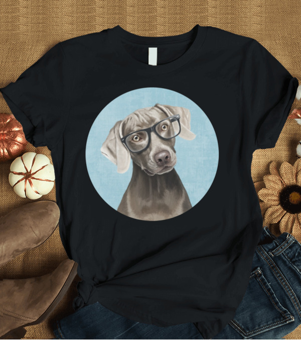 T-Shirt: Mr Weimaraner Dog with Glasses T-Shirt Mr Weimaraner Dog with Glasses T-Shirt