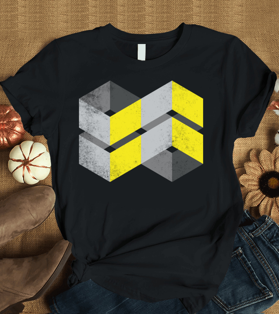 Dance 88 Vol3 Rough Geometric Yellow Gray T-Shirt