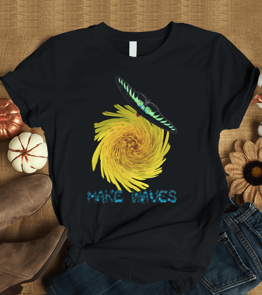 Make Waves Longwing Butterfly Yellow Flower T-Shirt