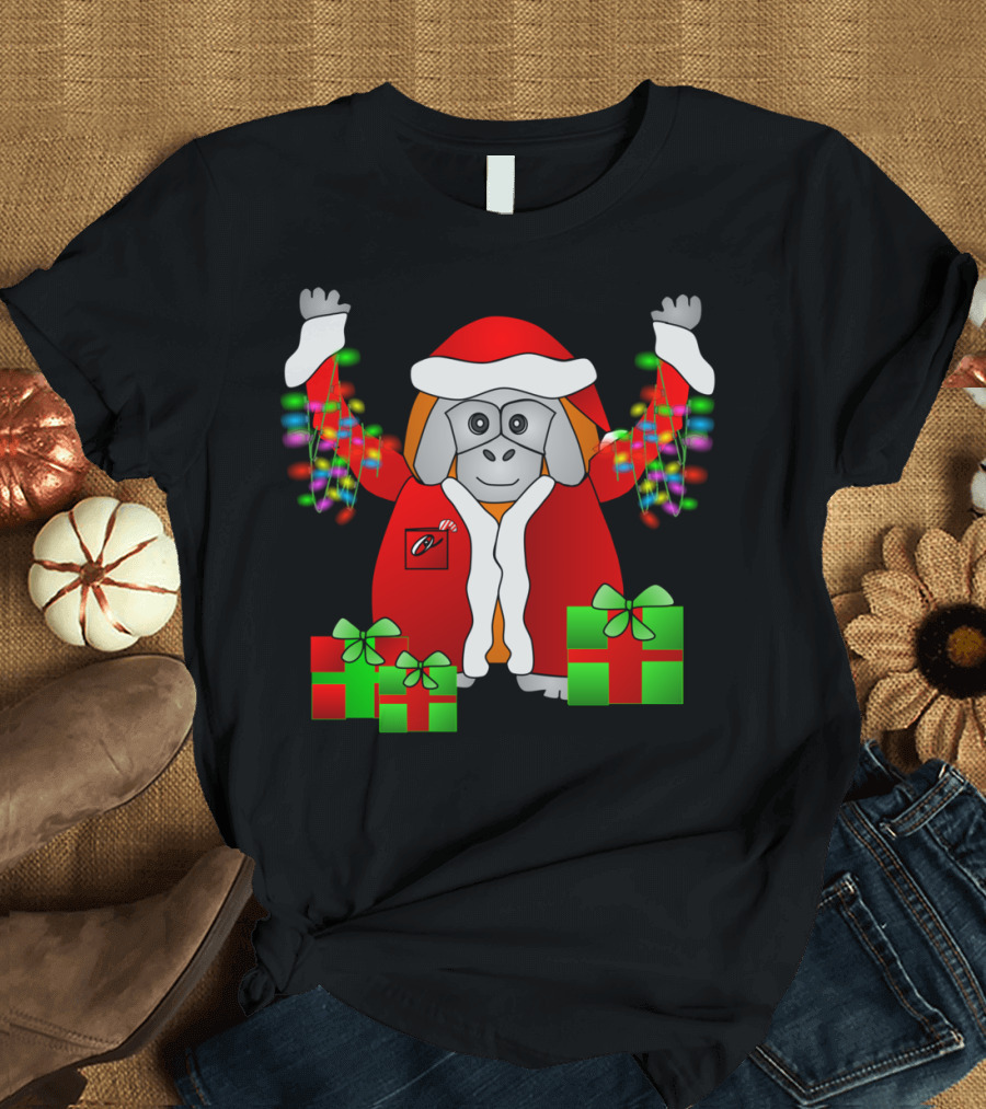Ozzy Christmas Mug Gorilla Santa with Gifts and Festive Lights T-Shirt