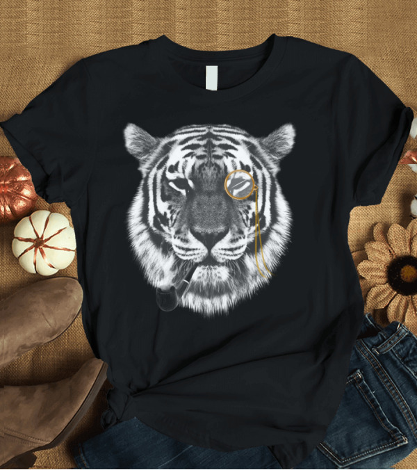 T-Shirt: Mr. Tiger Monocle Smoking Pipe T-Shirt Mr. Tiger Monocle Smoking Pipe T-Shirt