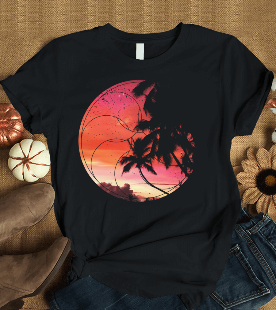Night Tide Tropical Sunset with Palm T-Shirt